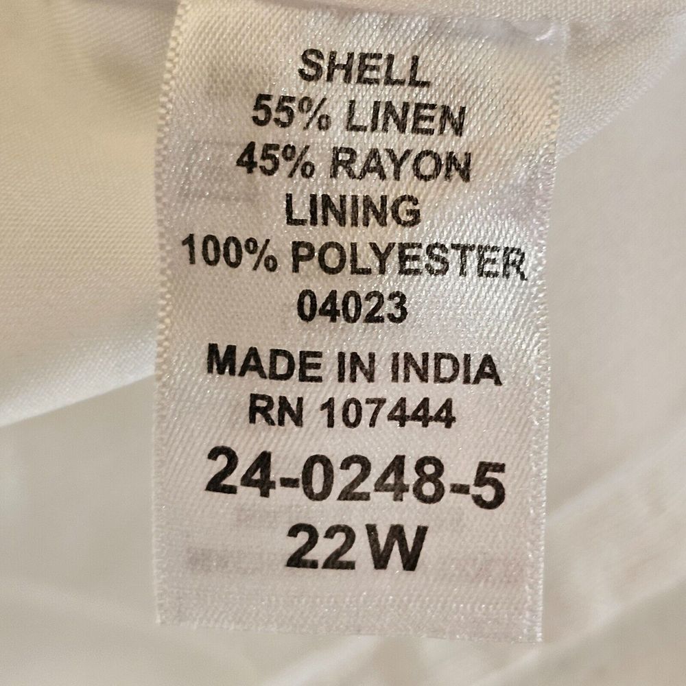 Jessica London Womans Lined Button Up Linen Blend Blazer White Plus SZ 22W NWOT - Picture 6 of 11